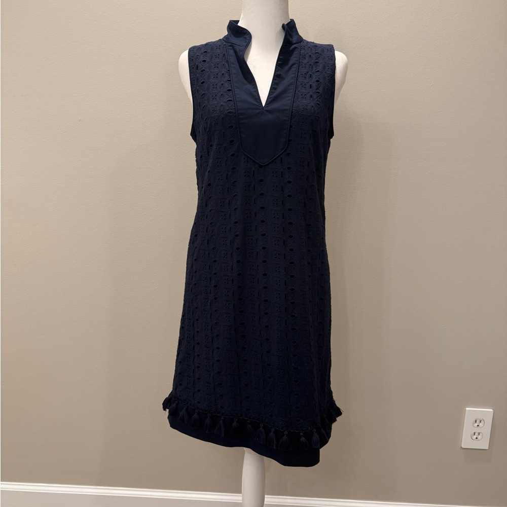 Eliza J Blue Navy Dress with V-Neck Design